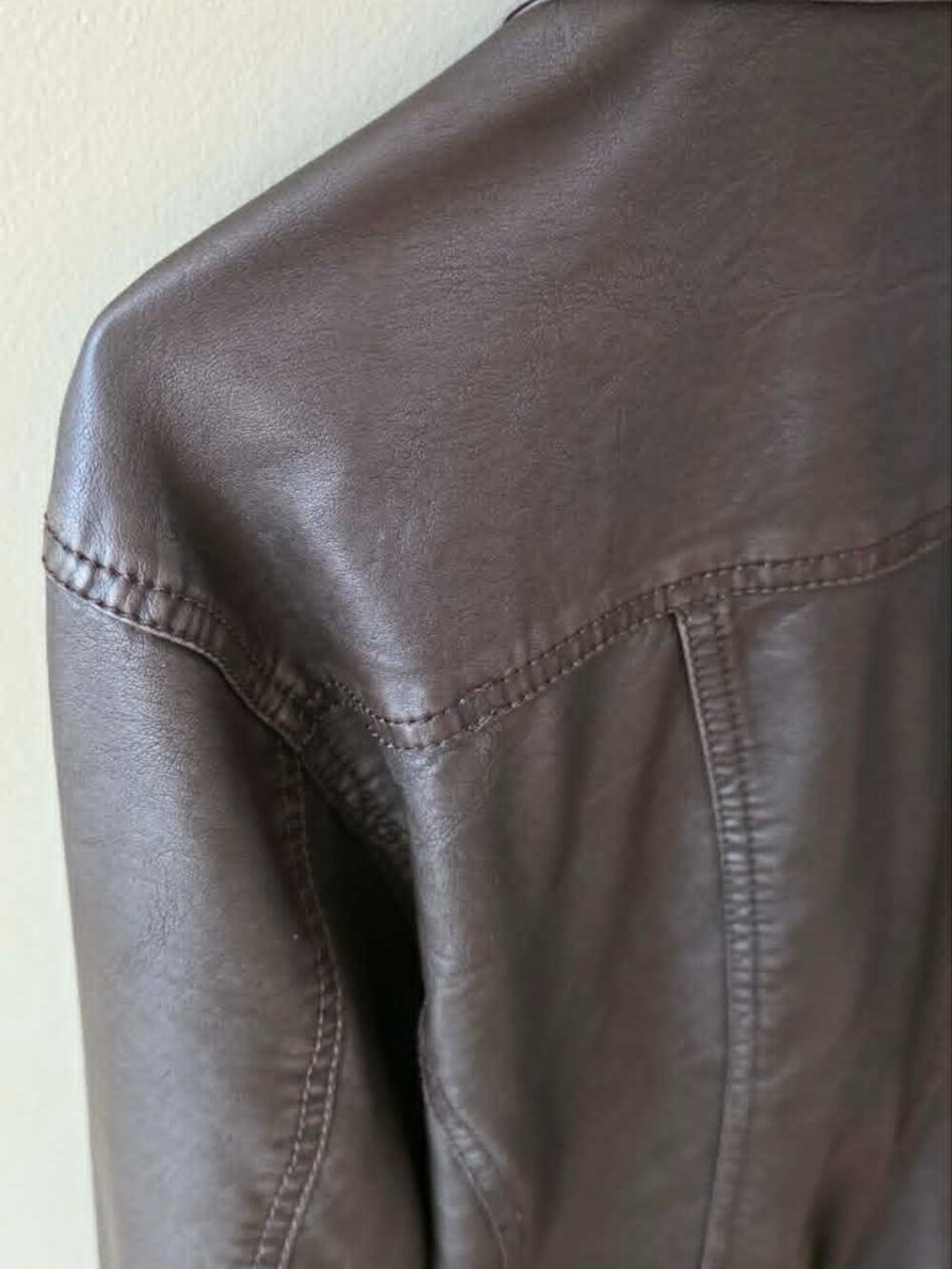 Made By Johnny Women's Brown Faux Leather Zip Jacket with Hood - Picture 8 of 9